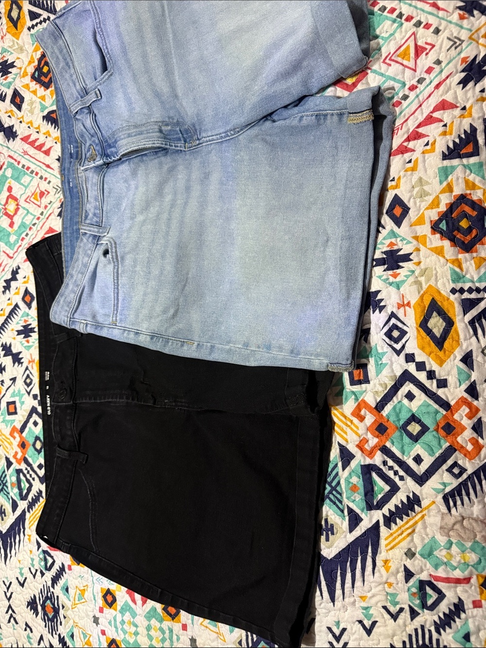 Old Navy Light Blue and Black Women's Slim Denim Shorts